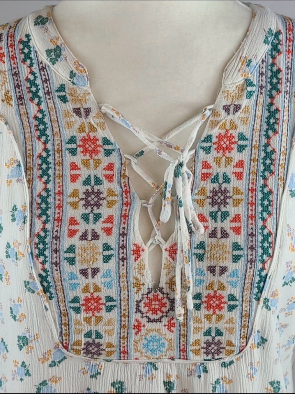 Democracy Multi-print Lace-up Tunic